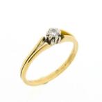 Gouden solitair ring met diamant | 0,14 ct., Handtassen en Accessoires, Ringen, 18 tot 19, Gebruikt, Overige kleuren, Ophalen of Verzenden