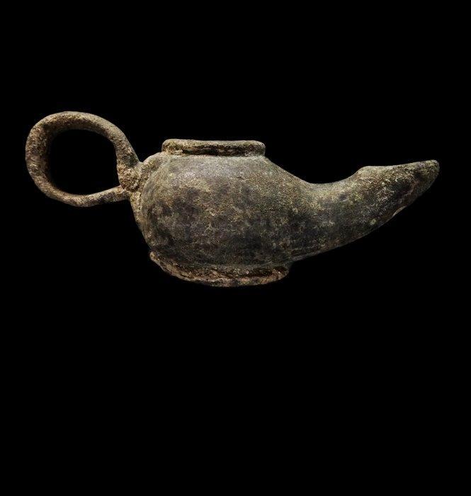 Oud-Romeins Romeinse olielamp in brons - 1e / 3e eeuw na, Antiek en Kunst, Antiek | Overige Antiek