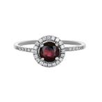 Ring - 18 karaat Witgoud - 0.96ct. tw. Granaat - Diamant, Nieuw