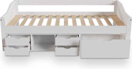 2dekans | 1 persoons bed Nalu - Wit - 90 x 200 cm, Kinderen en Baby's, Kinderkamer | Bedden, Ophalen of Verzenden