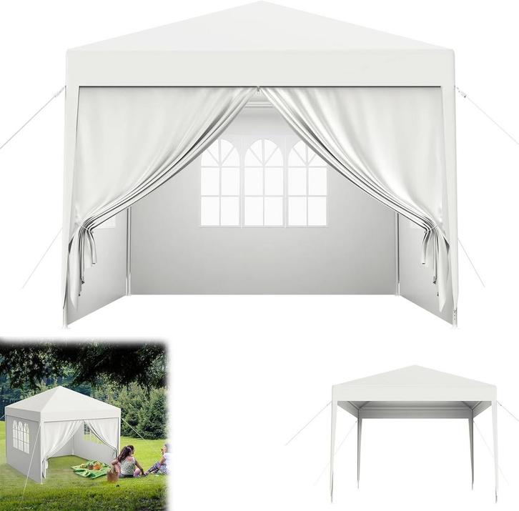 Partytent - 3x3m - Paviljoen - Waterdicht - Wit - Froadp, Tuin en Terras, Overige Tuin en Terras, Verzenden