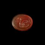 Oud-Grieks Kornalijn Intaglio, met opgerolde slang, Antiek en Kunst