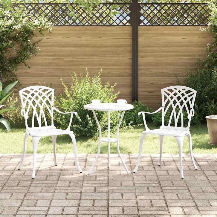 vidaXL Tuinstoel 2 pcs Wit 53 x 51 x 88,5cm Aluminium, Jardin & Terrasse, Chaises de jardin, Envoi