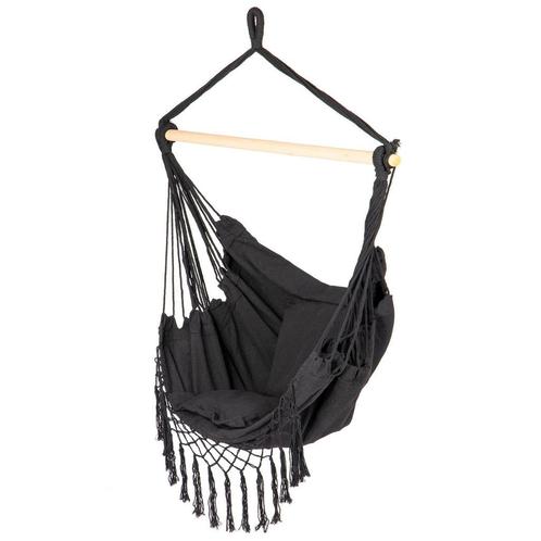 Luxe Hangmat voor Binnen en Buiten - Zwarte Braziliaanse..., Huis en Inrichting, Stoelen, Nieuw, Ophalen of Verzenden