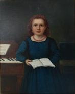 Scuola europea (XIX) - Bambina musicista, Antiek en Kunst