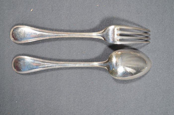 Christofle - Bestekset (12) - parels - Verzilverd, Antiek en Kunst, Antiek | Meubels | Tafels
