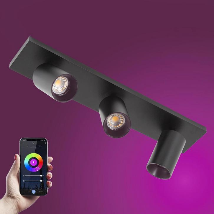 Spots opbouw Mila 3 Opbouwspot Zwart met Smart RGB LED, Huis en Inrichting, Lampen | Overige, Nieuw, Verzenden