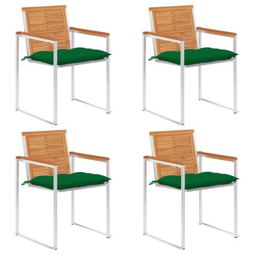 vidaXL Tuinstoelen 4 st met kussens massief acaciahout, Tuin en Terras, Tuinstoelen, Nieuw, Verzenden