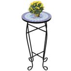vidaXL Table dappoint Mosaïque Bleu et blanc, Jardin & Terrasse, Pots de fleurs, Neuf, Verzenden