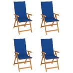 vidaXL Chaises de jardin lot de 4 avec coussins bleu, Verzenden