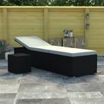 vidaXL Ligbed met kussen en theetafel poly rattan zwart, Verzenden, Nieuw