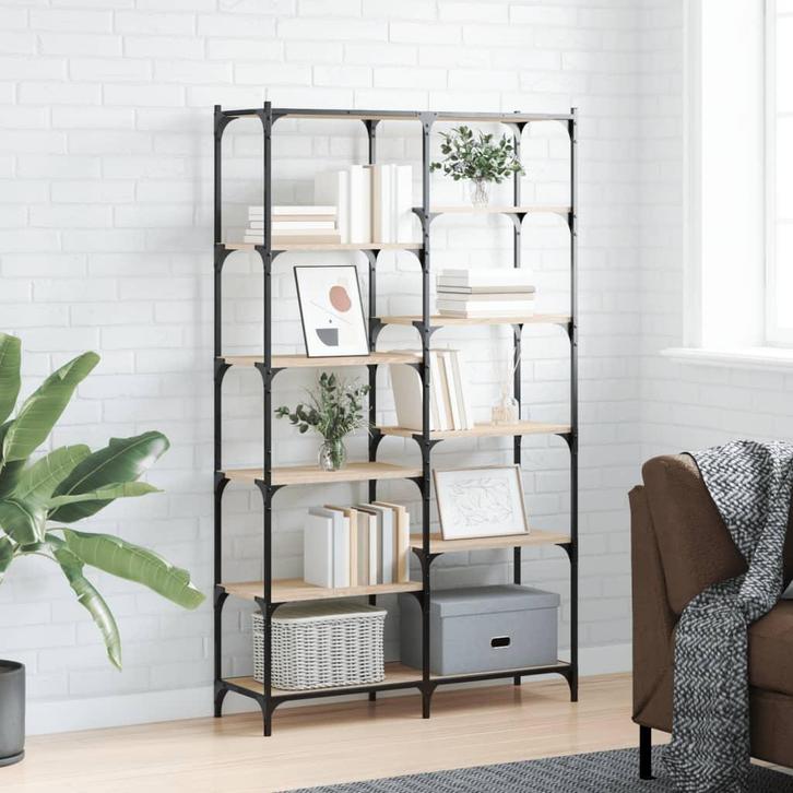 vidaXL Boekenrek 100x32x170 cm bewerkt hout en ijzer sonoma, Huis en Inrichting, Kasten | Boekenkasten, Nieuw, Verzenden
