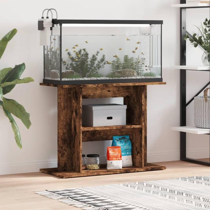 vidaXL Aquariumstandaard Gerookt Eikenhout 80x35x60 cm, Dieren en Toebehoren, Vissen | Aquaria en Toebehoren, Nieuw, Verzenden