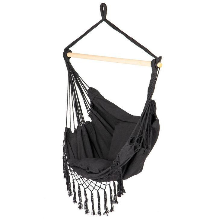Hangstoel Braziliaans zwart met kussens voor binnen en bu..., Huis en Inrichting, Stoelen, Nieuw, Ophalen of Verzenden