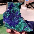 Azuriet met Malachiet Kristallen op matrix - Hoogte: 16 cm -