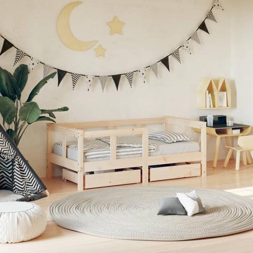 vidaXL Kinderbedframe met lades 70x140 cm massief grenenhout, Kinderen en Baby's, Kinderkamer | Bedden, Nieuw, Verzenden