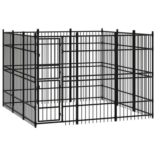 vidaXL Hondenkennel 8,29 m² staal, Dieren en Toebehoren, Hondenbenches, Nieuw, Verzenden