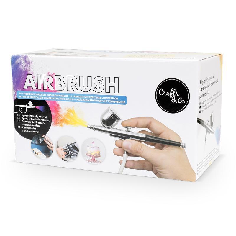 Crafts & Co Airbrush Set avec compresseur comprend 5 couleurs de peinture  acrylique