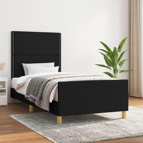 vidaXL Cadre de lit avec tête de lit Noir 90x200 cm, Maison & Meubles, Chambre à coucher | Lits, Neuf, Envoi