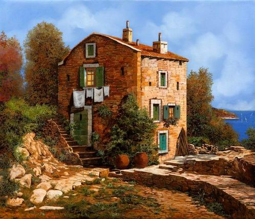 Guido Borelli - panni bianchi allombra, Antiquités & Art, Art | Peinture | Moderne