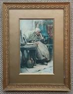 École française (XIX) - Portret van een vrouw in interieur -, Antiek en Kunst