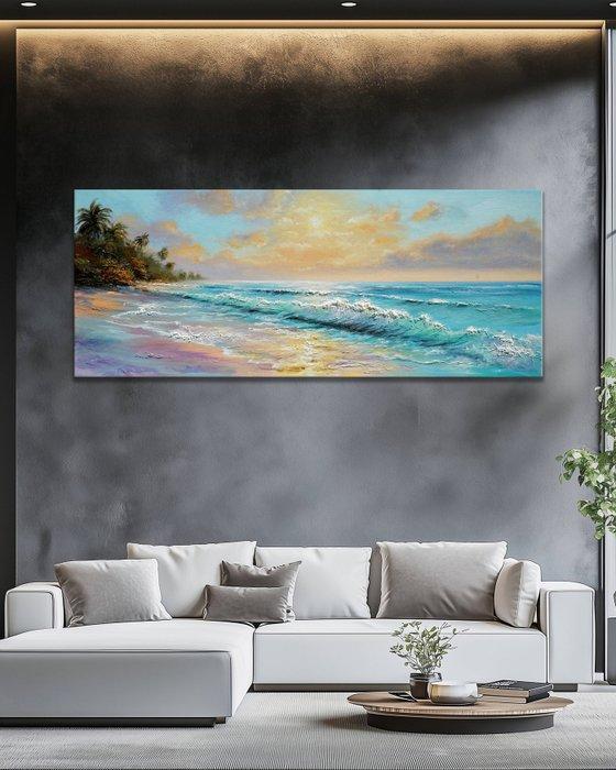 Clelia - Azure Tides in Amber Light, Antiek en Kunst, Kunst | Schilderijen | Modern