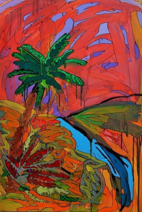 Baptiste Laurent - Palmera Oasis, Antiek en Kunst, Kunst | Schilderijen | Modern
