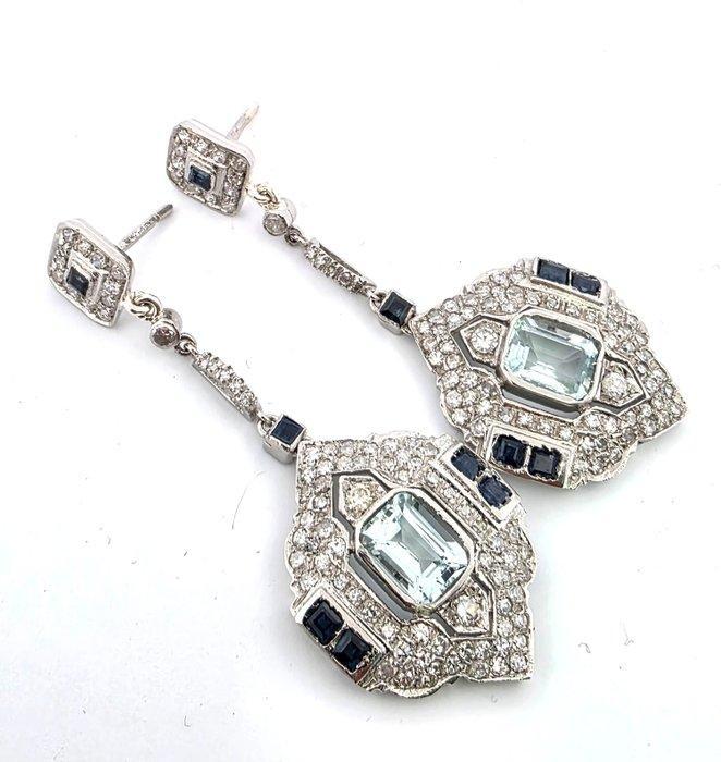 Oorbellen Platina Saffier, Handtassen en Accessoires, Oorbellen