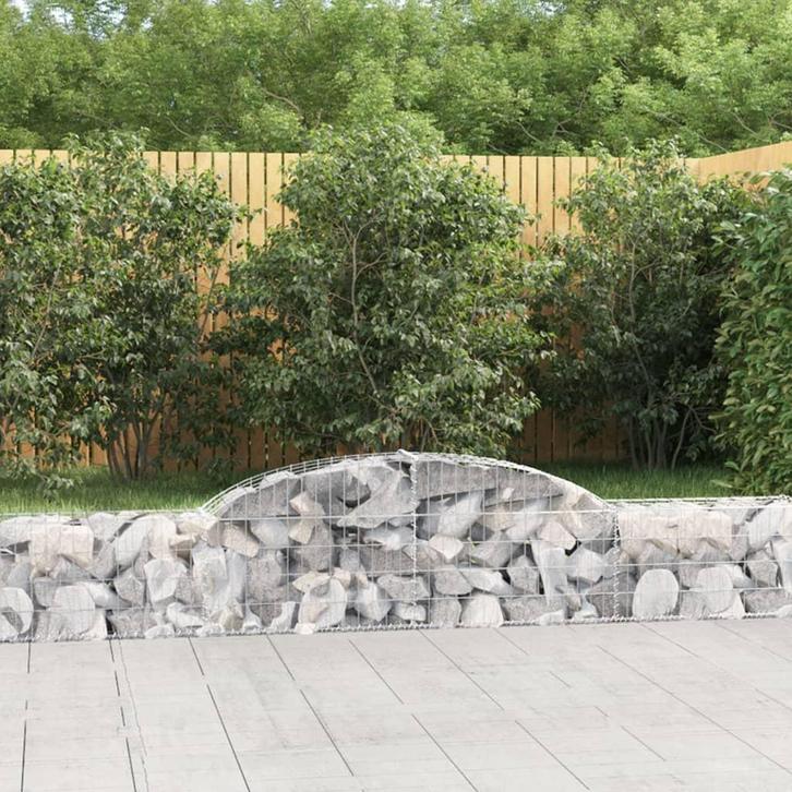 vidaXL Schanskorf gewelfd 300x30x40/60 cm gegalvaniseerd, Tuin en Terras, Bloempotten, Nieuw, Verzenden