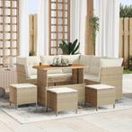vidaXL 9-delig Tuin Sofa Set met Kussens in Beige Poly, Verzenden, Nieuw