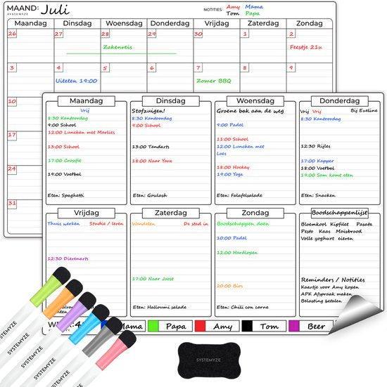 2dekans | Systemyze Maandplanner & Weekplanner Whiteboard, Huis en Inrichting, Woonaccessoires | Memoborden, Ophalen of Verzenden