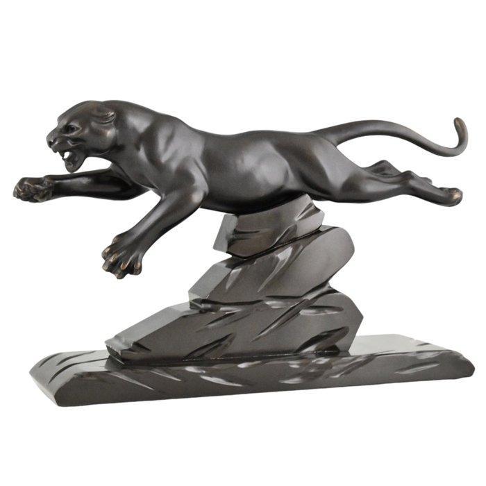 H. Gual - sculptuur, Art Deco panter L. 46 cm. x H. - 27.5, Antiek en Kunst, Antiek | Meubels | Stoelen en Sofa's