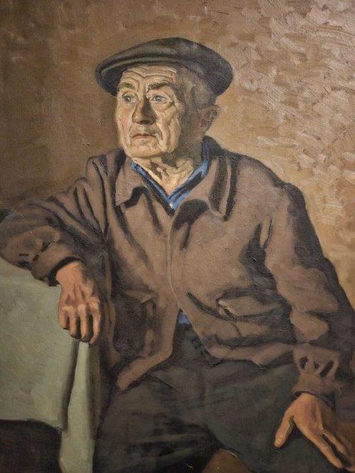 Escuela hiperrealista (XX) - NO RESERVE - Pareja de ancianos, Antiek en Kunst, Kunst | Schilderijen | Klassiek