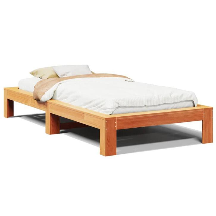 Grenenhouten Bed 100x200 | Retour Deal | 57% Korting!, Huis en Inrichting, Slaapkamer | Bedden, 100 cm, 200 cm, Bruin, Nieuw, Hout