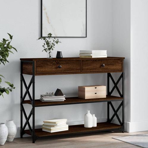 vidaXL Wandtafel 100x28x75 cm bewerkt hout bruin eikenkleur, Huis en Inrichting, Tafels | Bijzettafels, Nieuw, Verzenden