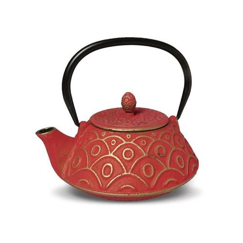 Theepot  Benxi , rood/goud, gietijzer met roestvrijstalen fi, Hobby & Loisirs créatifs, Sachets de thé