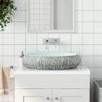 vidaXL Opzetwasbak ovaal 59x40x15 cm keramiek grijs en blauw, Doe-het-zelf en Bouw, Verzenden, Nieuw