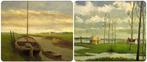 Hubert Dooms (1912 - ?) - 2 x Schelde landschappen, Antiek en Kunst