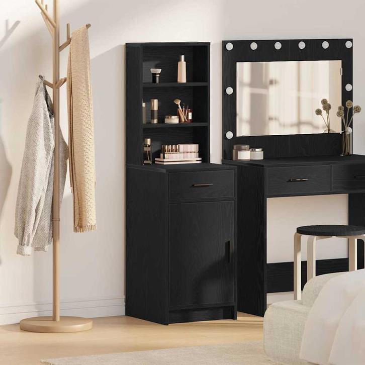 vidaXL Highboard met lade Zwart eiken 40 x 40,5 x 135 cm, Huis en Inrichting, Kasten | Dressoirs, Nieuw, Verzenden