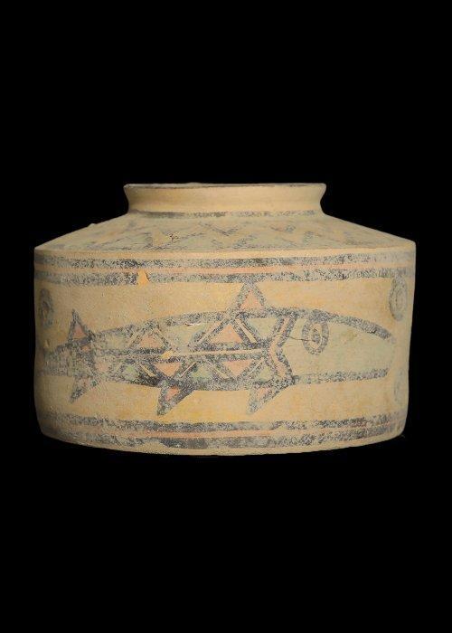 Indus Vallei Terracotta Terracotta vaas met polychromisch, Antiek en Kunst, Antiek | Overige Antiek