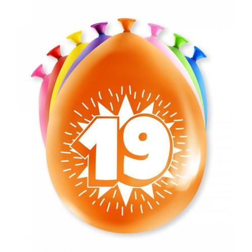 Ballonnen 19 Jaar Meerkleurig 30cm 8st, Hobby en Vrije tijd, Feestartikelen, Nieuw, Verzenden