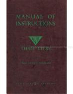 1953 ALVIS TREE LITRE INSTRUCTIEBOEKJE ENGELS