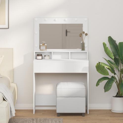 vidaXL Witte Kaptafel met LED Verlichting - 79x41x135 cm, Huis en Inrichting, Tafels | Kaptafels, Nieuw, Verzenden