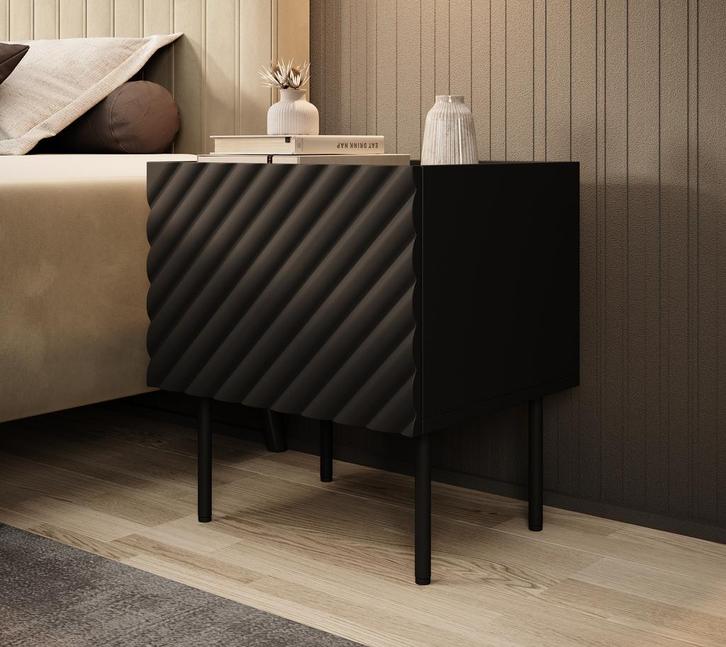 Meubella Nachtkastjes | Set van 2 | zwart 46cm met deur, Huis en Inrichting, Kasten | Overige, Nieuw, Verzenden