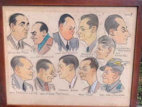 Gino Mugnai (1898-1955) - Caricature di personalità illustri, Antiek en Kunst, Kunst | Schilderijen | Klassiek