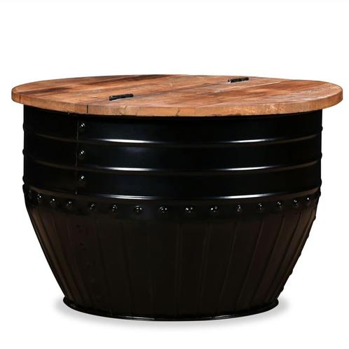 vidaXL Salontafel tonvormig massief gerecycled hout zwart, Huis en Inrichting, Tafels | Salontafels, Nieuw, Verzenden