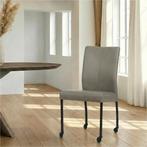 Leren eetkamerstoel Comfort met wieltjes - Granada Steel, Huis en Inrichting, Nieuw, Leer, Ophalen of Verzenden, Modern