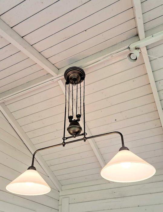 In hoogte verstelbare Bibliotheeklamp - Plafondlamp -, Antiek en Kunst, Curiosa en Brocante