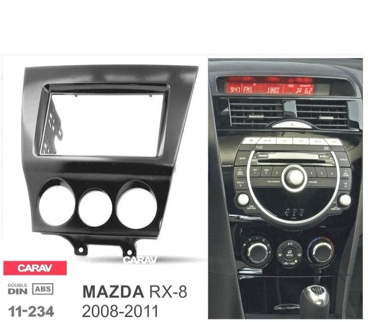 Facade Autoradio 2 Din Noir Brillant Pour Mazda Rx-8 08-11, Auto diversen, Autoradio's, Verzenden
