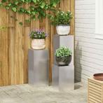 vidaXL Plantenstand 3 pcs Zilver Roestvrij staal, Tuin en Terras, Verzenden, Nieuw